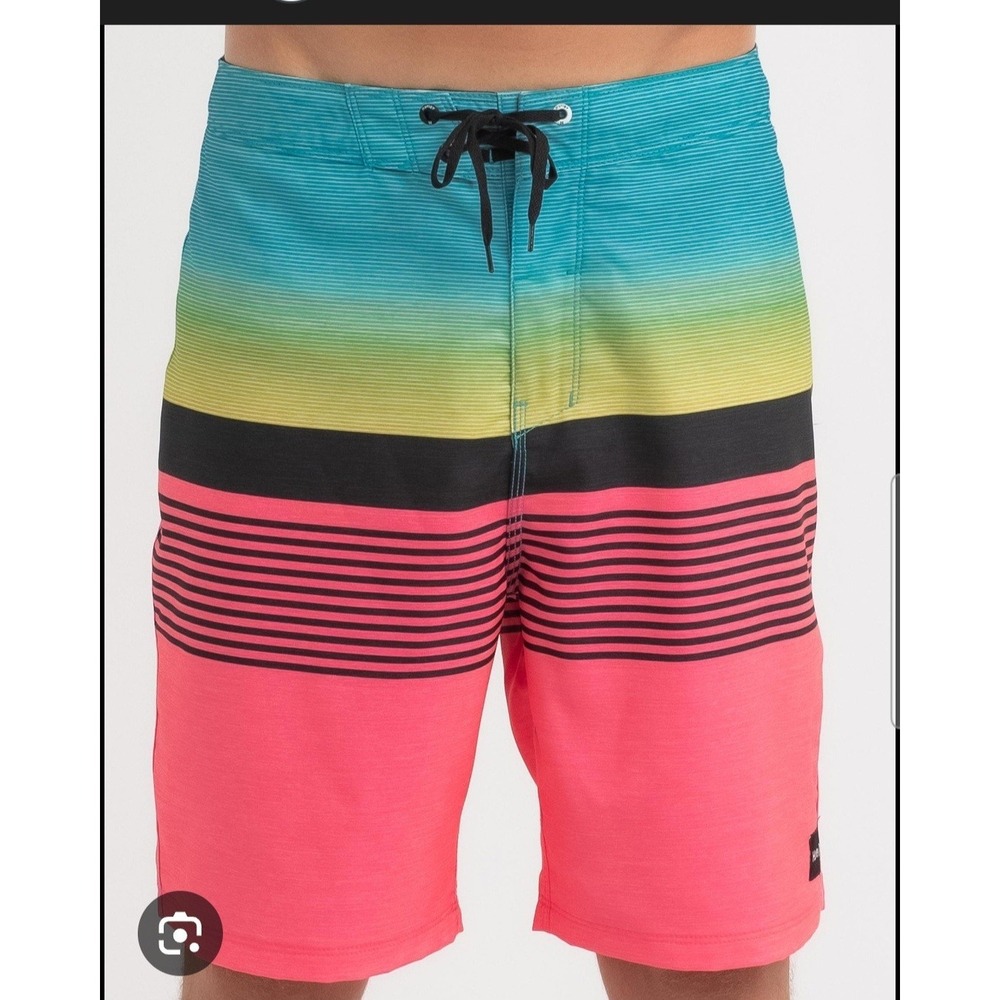 Hurley Boca Barranca Swim Boardshorts Sunset‎ Pulse Sz 30 Retro Inspired Neon